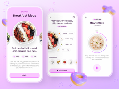 Healthy Eating App calories calories tracker cooking app design eating app food food app food recipes food tracker health app healthy eating lifestyle mobile app nutrition ui weight tracker