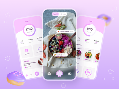 Healthy Eating App calories calories tracker cooking app design eating app fitness app food food app food recipes food tracker health app healthy eating lifestyle mobile app nutrition sport app ui weight tracker