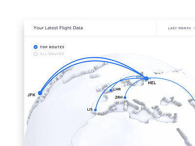 Flight Data Visualization UI airline route airplane map flight map pilot route map ui map