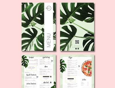 menu kino cafe branding design floral food menu card tropic
