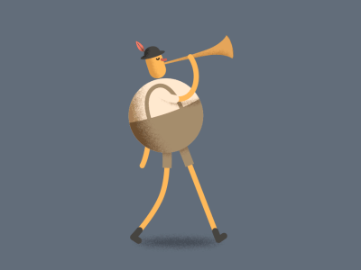 Trumpet guy illustration motion walkcycle