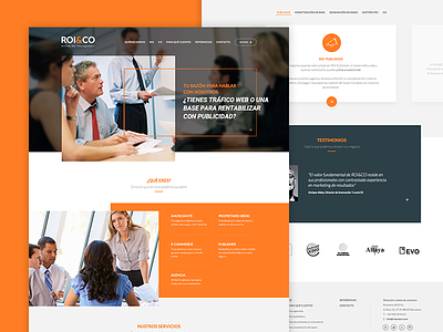Home Page Roi&CO design header hero landing minimal modular orange sketch testimonials web webdesign webpage