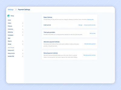 Payment Settings components dashboard ecommerce productdesign style styleguide ui