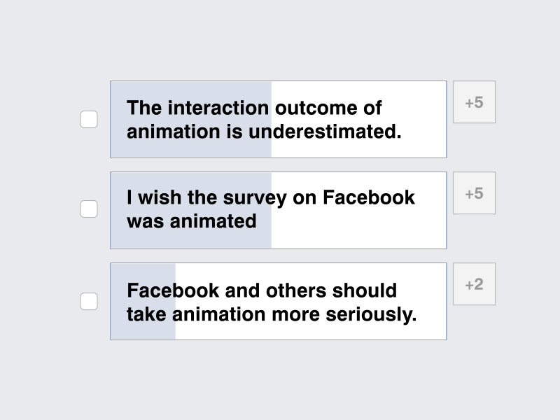 Semaine #6 design facebook motion survey ui weekly