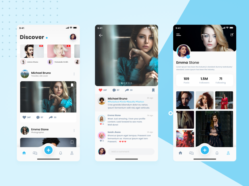 Social Media App UI Design by Usama Jamil on Dribbble