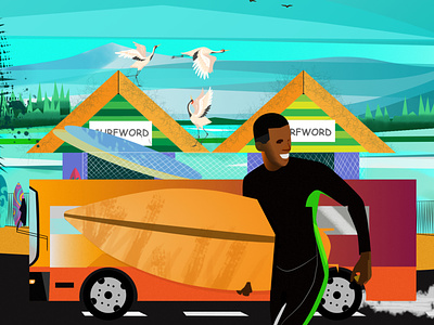 Surfworldng art graphic design illustration lifestyle nft procreate surf surfing vector