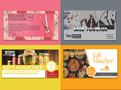 Gift Vouchers coupons gift cards postcard signboard voucher design