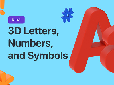 Freebie — 3D Letters, Numbers, and Symbols 3d animation branding cinema 4d cinema4d design free freebie freebies illustration sketch ui