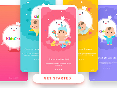 Kidscare Ui Kit baby illustration kids kids app onboarding screen sketch ui kit