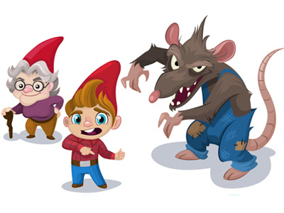 Disney's Gnometown: Characters (Thanksgiving) art concept design digital disney drawing gnomes illustration painting rat sketch vector