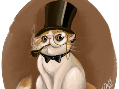 Meowser Meowserson III art cat concept cute design digital drawing fancy illustration painting sketch top hat