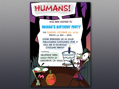 Invader Zim themed Birthday Invitation birthday design graphic illustration illustrator invader zim invitation