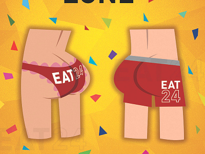 EAT24's No Pants Zone Poster butts design graphic design illustration no pants party poster print underwear