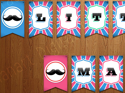 Instant Download Digital Baby Shower Banner (Pink) baby banner boy design digital diy graphic mustache printable shower theme