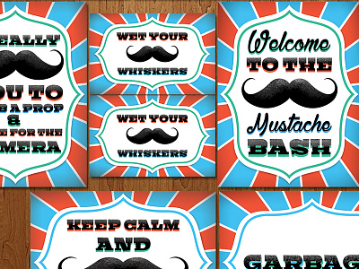 Mustache Theme Baby Shower Signage Designs baby babyshower decor graphic design illustration mustache shower signage theme