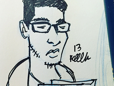 Inktober - 13 : Guy on Bart Reading 2016 art bart drawing illustration ink inktober man pen