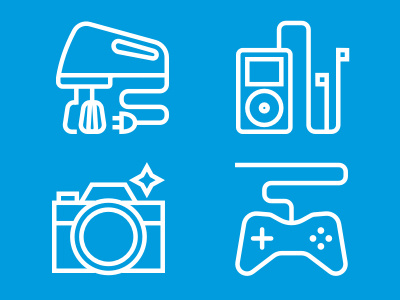 Interests Icons baking gaming iconography icons interests music photography sketch
