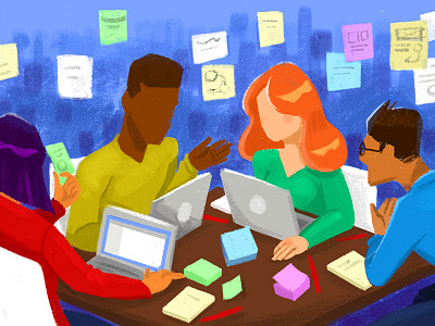 Grubhub Bytes Blog: Design Sprints Illustration