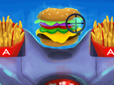 Grubhub Bytes Blog: Angular Upgrade angular angularjs blog burger cyborg editorial food fry canon grubhub illustration medium tech