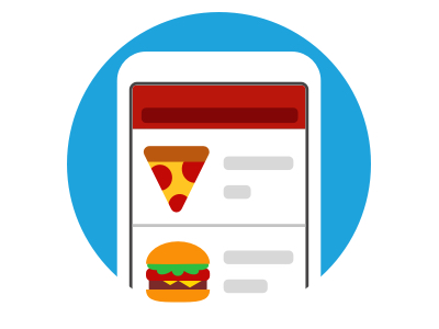 EAT24 - "Why Eat24" - illustration 1 app burger delivery eat24 food illustration phone pizza prop value vector website