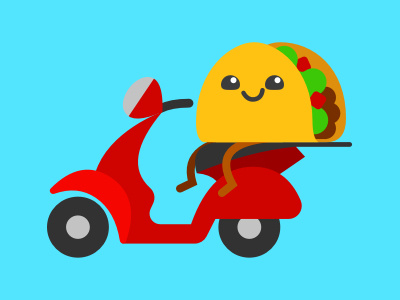Eat24 - Delivery Driver Taco app bike cute delivery eat24 food illustration red senor taco vector vespa