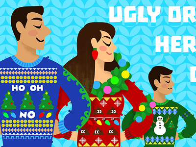 Ugly Sweater Party Illustration adobe art christmas design digital drawing event graphic header illo illustration illustrator painting party party event sweater ugly ugly christmas sweater ugly sweater vector