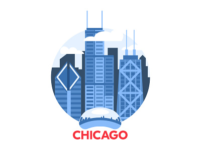 Chicago art bean blue chicago city custom design graphic grubhub illinois illustration locations monotone sears shades sketch skyline state tower vector