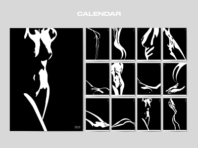 Calendar blackandwhite body calendar calendar design digital art illustrations vectorart woman illustration