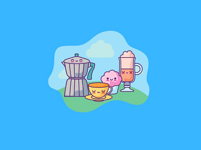 Happy Teaset design illustration vector