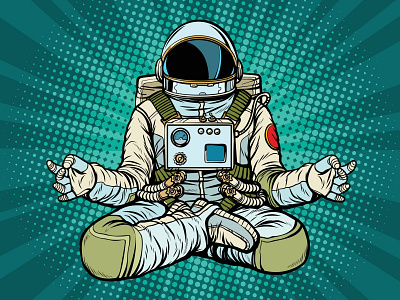 Astronaut doing Yoga design illustration typography