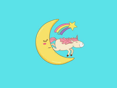 Moon and Baby Unicorn Best Friends Forever design illustration vector