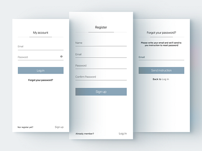 Registration/ Log In, Sign Up Design App