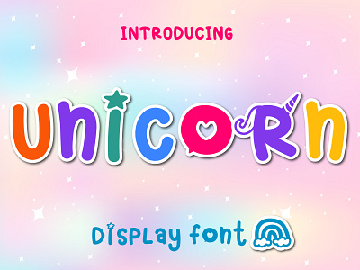 Unicorn Font branding colourful cute design font friendly handcraft kid lettering otf star ttf type unicorn