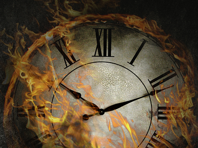 Clockfire Artwork art artwork clock fire for sale graphic design music whimsical brains