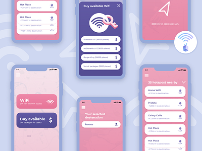 Screens for " Wi-fi Compass" app app button design mobile mobile app ui ux
