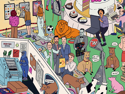 Where's Waldo / Wally style illustration adult swim bizarre cartoon comedy central detailed hidden things drawing funny artist funny artwork hidden things illustration humor illustration magazine cover illustration parody search and find tim and eric waldo wally wheres waldo wheres wally