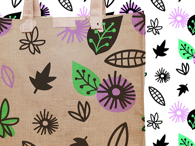 Bold Sketchy Floral Pattern for Bag