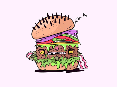 Deadly Burger Icon burger cartoon children comic doodle drawing fun illustration ilustracion kids logo pattern design vector art vector artwork