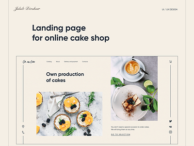 Landing page for online cake shop design icon logo ui ux website