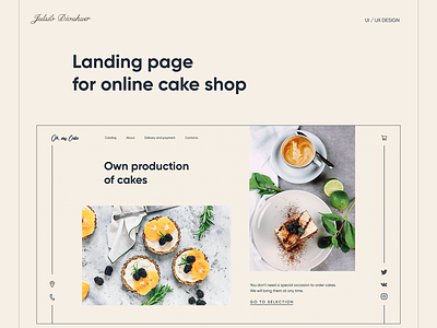 Landing page for online cake shop
