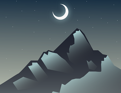 moonlight mountain design illustration moonlight mountain stars