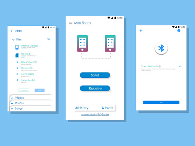 Concept Mobile file share App adobe xd app mobile ui