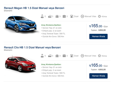 Car Listing car car rental listing rental car ui ux web