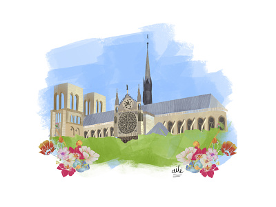 Notre Dame church design digital illustration france illustration illustration digital illustrator notre dame paris