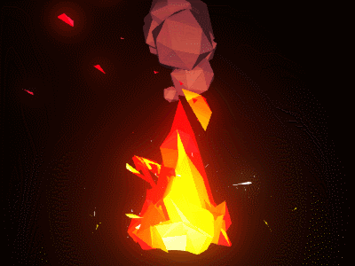 Stylized Fire 3d 3d illustration experiment fire flat shaded fx low poly shader smoke sparks