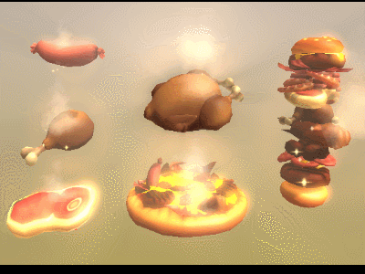 Food for Knights 3d 3d illustration burger cartoony food meat nom nom nom pizza radiation free steak stylized tasty