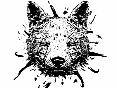 Fox in 3D Ink 3d 3d art 3d illustration 3d painting animal black and white bw effect fox ink ink art ink painting painting