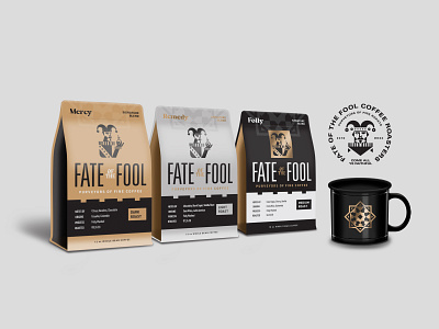 Fate of the Fool Coffee Roasters branding coffee illustration logo design packaging design