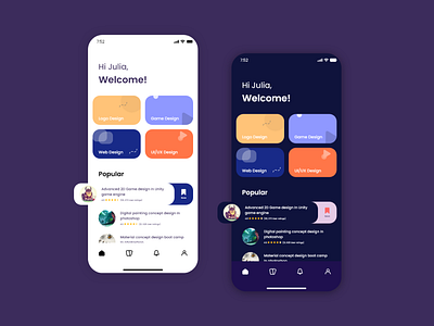 Light mode & Dark mode Education App dark mode education app mobile app ui user interface