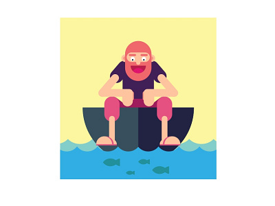 Man on Boat boat color design digital drawing illustraion illustration illustrator sketch vector